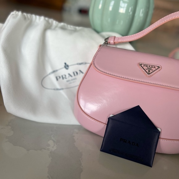 Prada Cleo Brushed Leather Shoulder Bag in Light Pink - Picture 3 of 5